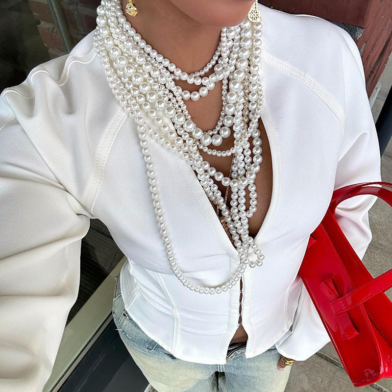 Casual Temperament Wild Raglan Sleeve Hooks Long Sleeve Top